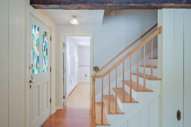 foyer with hardwood / wood-style floors