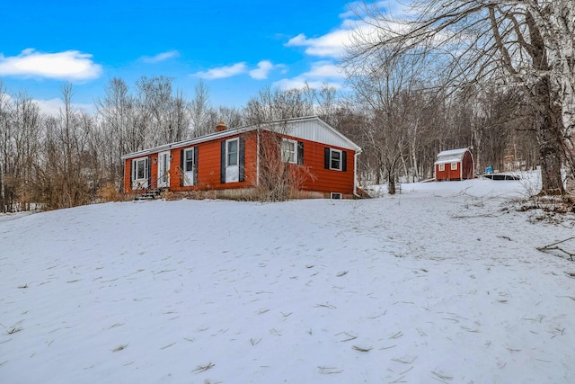 view of snow covered exterior