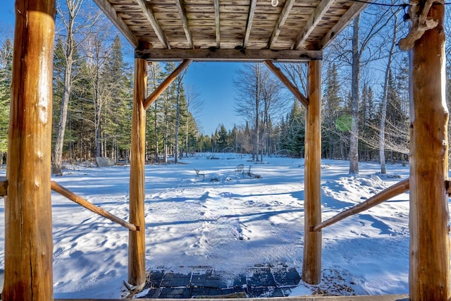 view of yard covered in snow