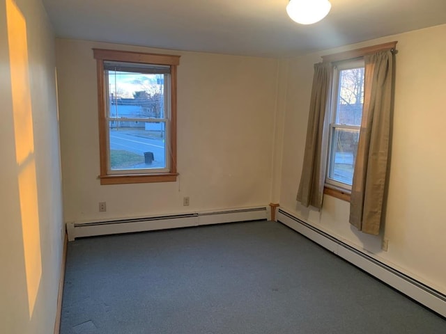 unfurnished room with baseboard heating