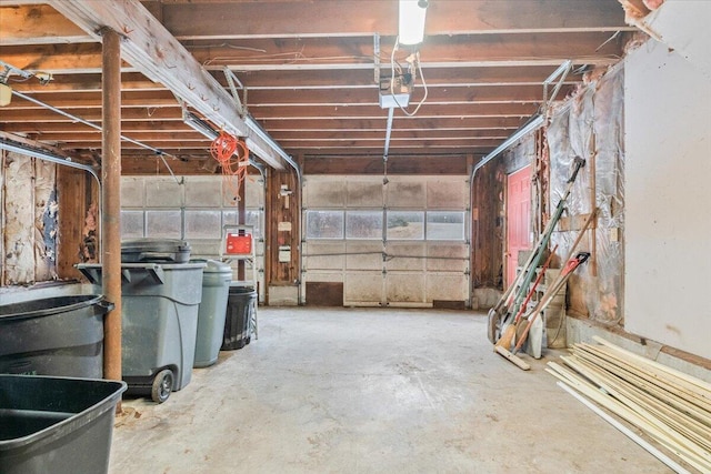 garage with a garage door opener