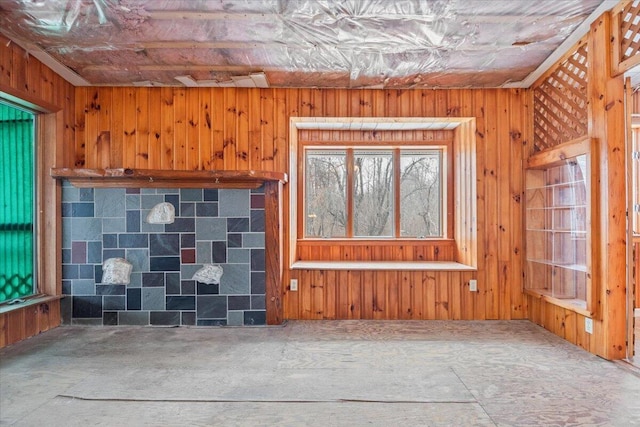 interior space with wood walls