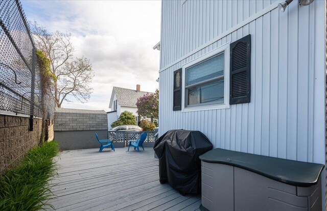 54 Greeley Ave, Bar Harbor, ME 04609 - wooden deck featuring grilling area