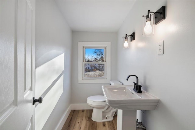 bathroom featuring toilet and hardwood / wood-style flooring