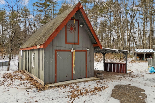 view of snow covered structure