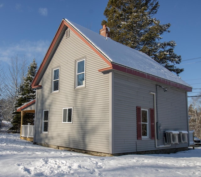 view of snow covered exterior