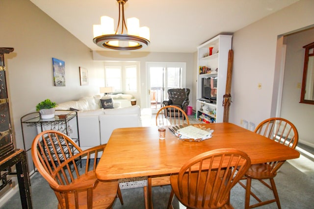 view of carpeted dining room