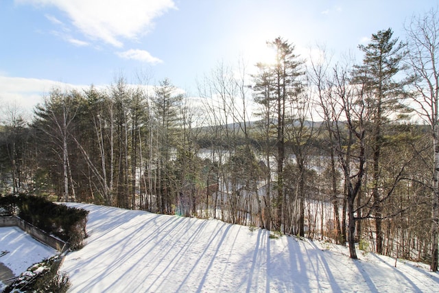 view of snow covered deck