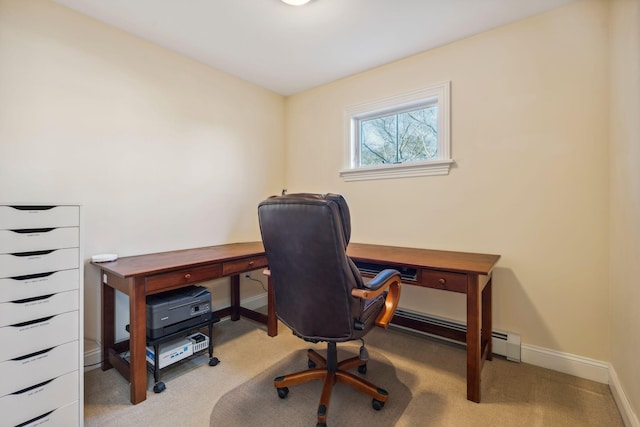 view of carpeted home office