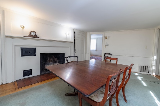 dining area with carpet floors