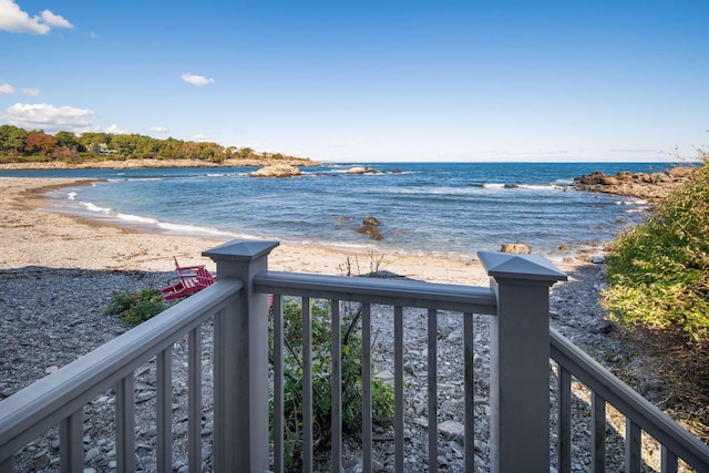 view of water feature featuring a beach view