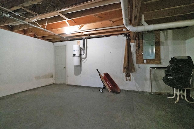 basement with electric panel