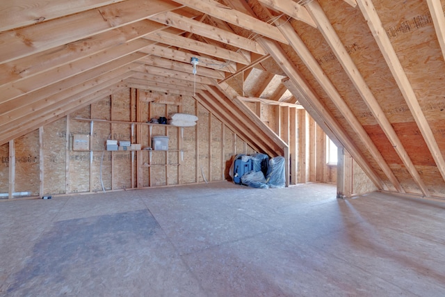 view of unfinished attic