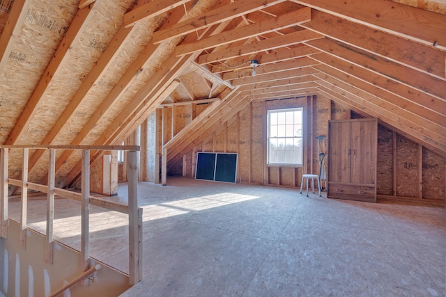 view of unfinished attic