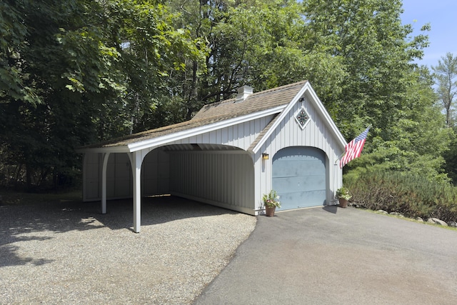 garage with a carport