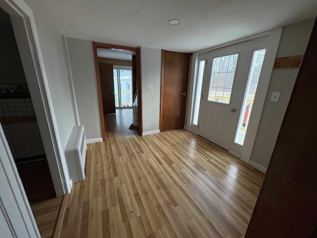 foyer entrance with light wood-type flooring