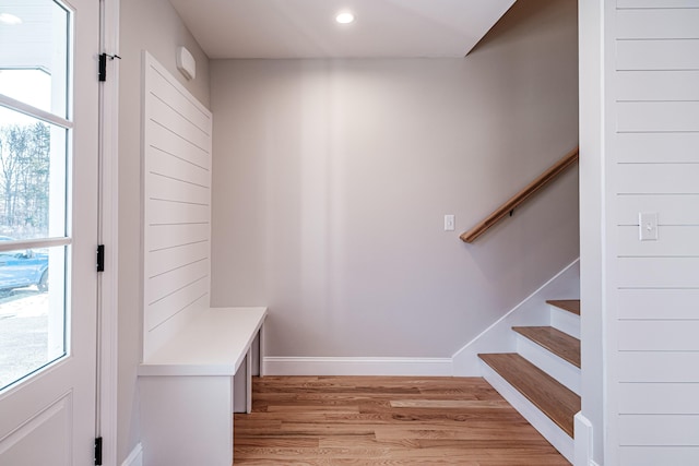 mudroom featuring light wood-type flooring