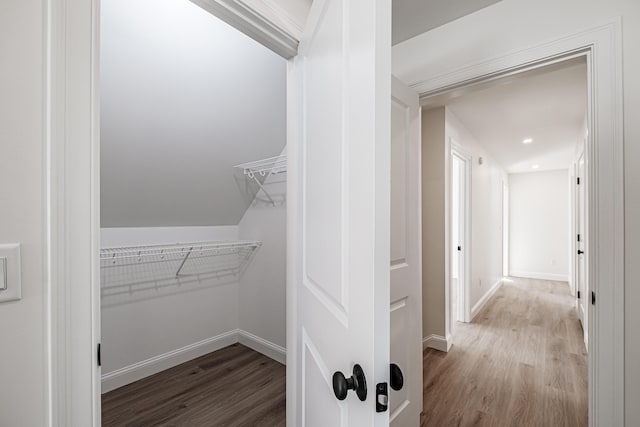 spacious closet with hardwood / wood-style floors