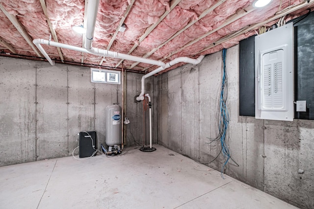 basement with electric panel