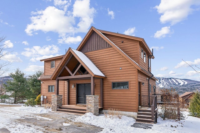 log-style house featuring a mountain view