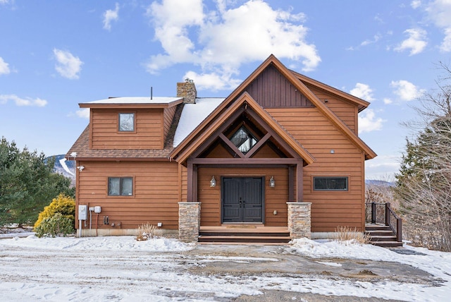 view of log home