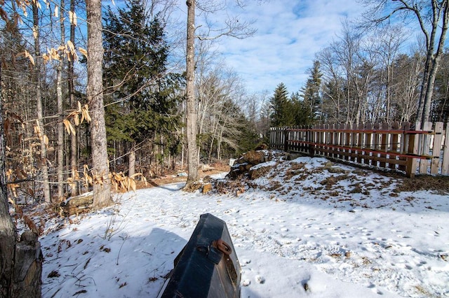 view of yard covered in snow