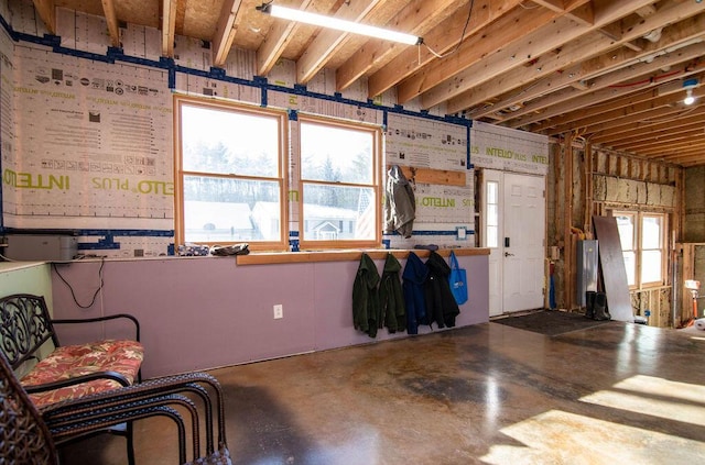 interior space featuring concrete floors