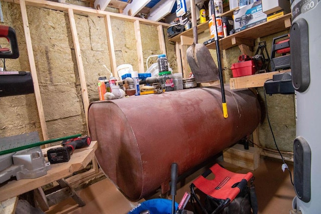 utility room with hybrid water heater