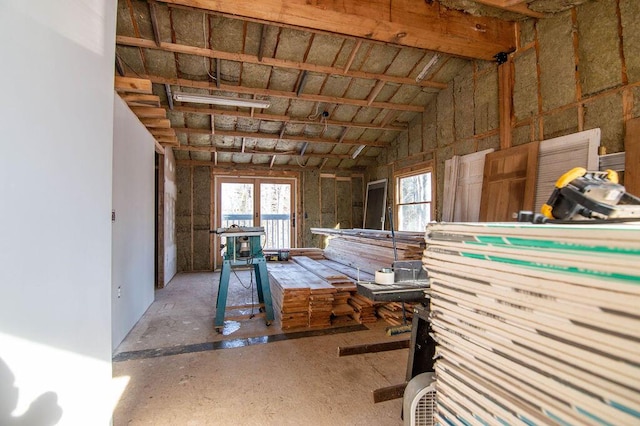 misc room featuring lofted ceiling