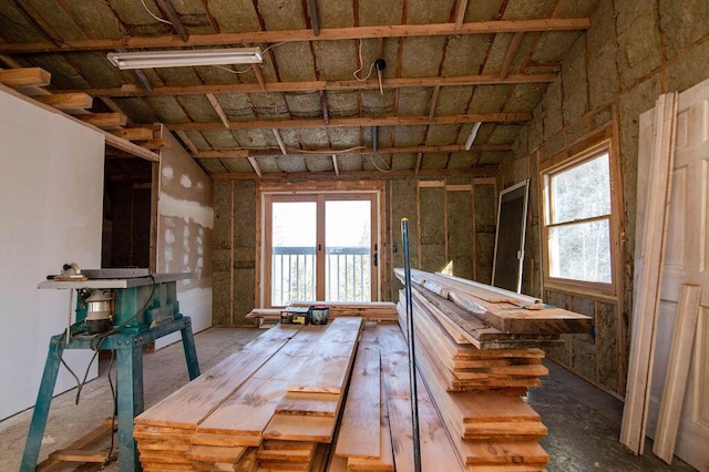 miscellaneous room with vaulted ceiling