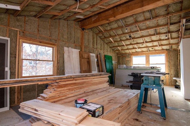 misc room featuring vaulted ceiling and a wealth of natural light