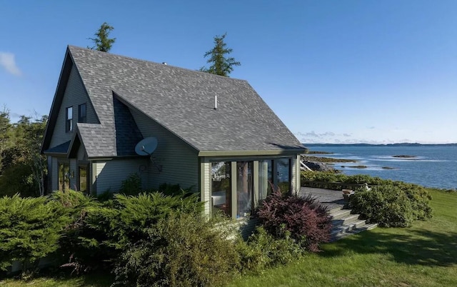 1 Moosabec Shrs, Jonesport, ME 04649 - view of property exterior featuring a water view and roof with shingles