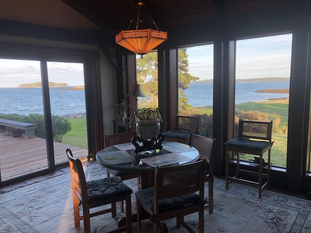 1 Moosabec Shrs, Jonesport, ME 04649 - dining area with a water view and plenty of natural light