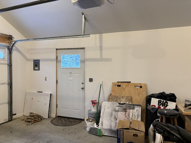 garage with a garage door opener