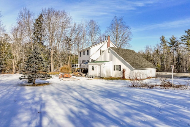 view of snow covered exterior