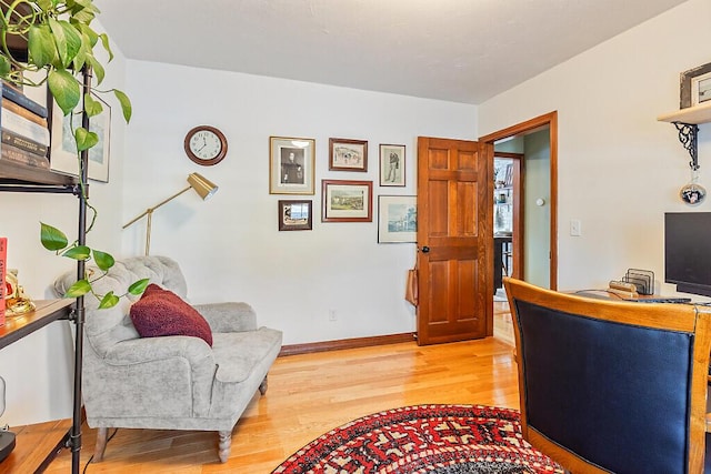 office area featuring light hardwood / wood-style flooring