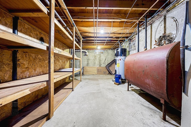 basement with water heater