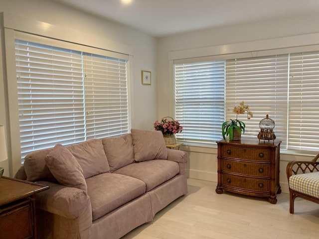 living room featuring light wood-type flooring