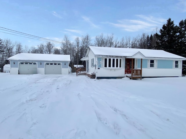 single story home with a garage