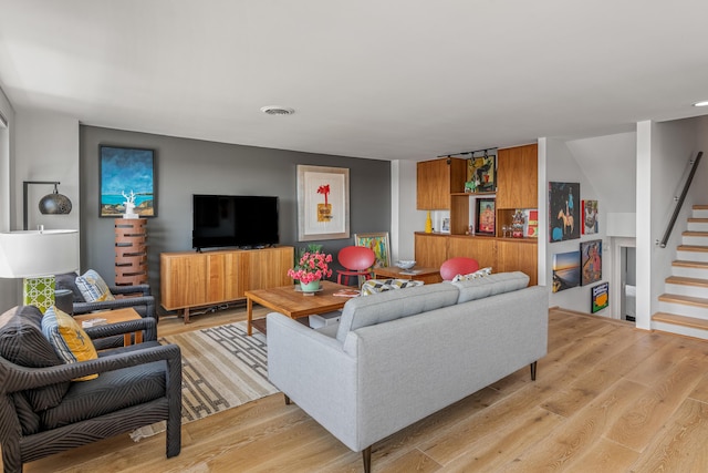 living room featuring light hardwood / wood-style flooring