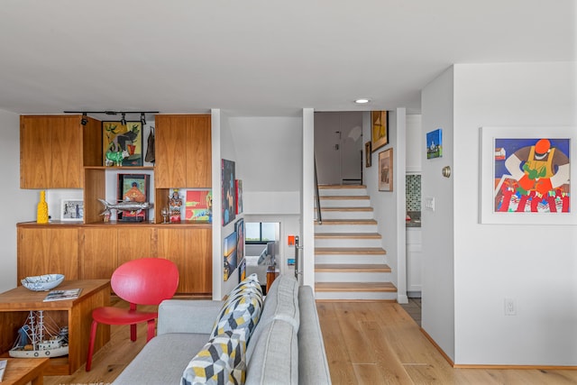 living room featuring light hardwood / wood-style floors