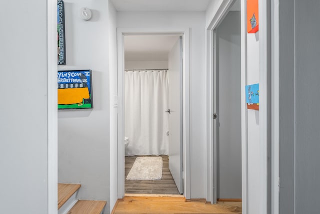 hall with light hardwood / wood-style flooring