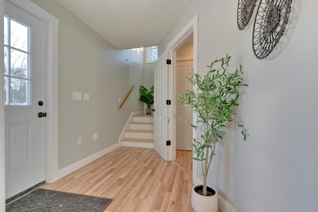 entrance foyer with light wood-type flooring