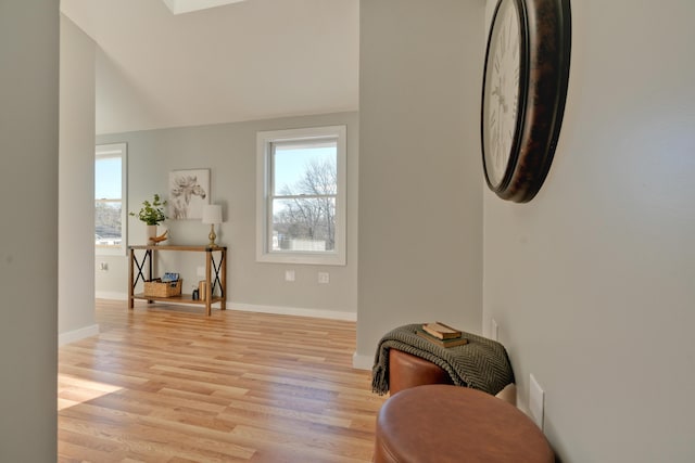 sitting room featuring light hardwood / wood-style flooring