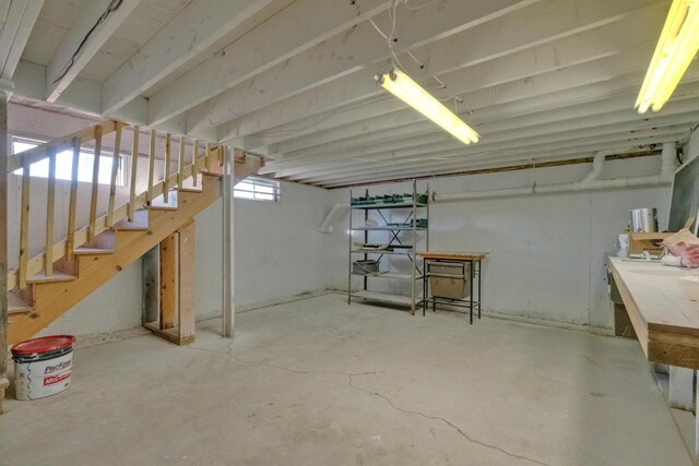 basement featuring plenty of natural light