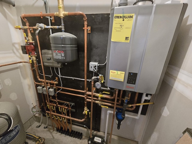 utility room with water heater