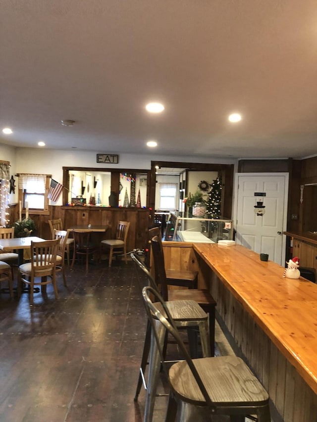 interior space with wooden counters