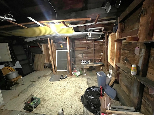 basement featuring electric panel