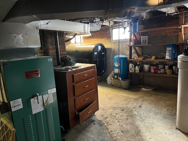 basement with heating unit