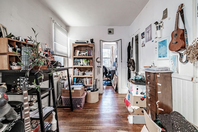 misc room with dark wood-type flooring